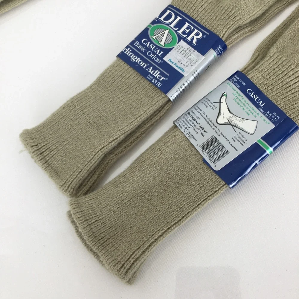 Vintage Burlington Adler Casual Orlon Beige Ribbed Socks Set of 4 NEW Deadstock